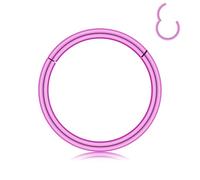 BLISI Grade 23 Titanium Nose Rings Hoops - 20G/18G/16G, 6/7/8/9/10mm Diameter, Hinged Click Rings for Nose, Lip, Helix, Cartilage, Rook - Hypoallergenic sleeper earrings, Black/Silver/Gold/Pink, 16