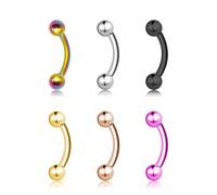 BLISI Titanium Septum Rings - 6pcs ASTM F136 Titanium Septum Jewelry 16G Nose Rings Hoop Helix Daith Cartilage Tragus Earrings 8mm 10mm in Silver, Gold, Rose Gold, Black, Pink, Rainbow, Blue, Green