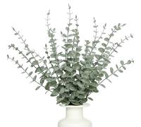 BLISOUL 18Pcs Faux Eucalyptus Stems, 15" Artificial Eucalyptus Plants with White Frosted Coating, Fake Eucalyptus Decor Plastic Greenery Leaves for Wedding Bouquets Home Decor DIY Floral Arrangements