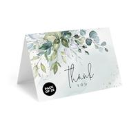 Bliss Collections Greenery Watercolor Thank You Cards with Envelopes, Pack of 25, 102 x 152 mm Folded, Tented, Bulk, Perfect for: Wedding, Bridal Shower, Baby Shower, Birthday, Special Event