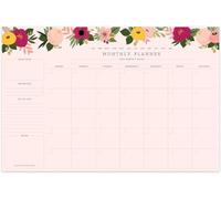 Bliss Collections Monthly Planner with 18 Undated 297 x 420 Tear-Off Sheets, Blush Floral Calendar, Organiser, Scheduler, Productivity Tracker for Organising Goals, Tasks, Ideas, Notes, to Do Lists