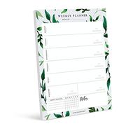 Bliss Collections Weekly Planner with 50 Undated 210 x 297 mm Tear-Off Sheets - Greenery Design Calendar, Organiser, Scheduler, Productivity Tracker for Organising Goals, Tasks, Notes, To Do Lists