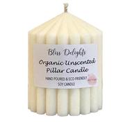 Bliss Delights Organic Unscented Soy Pillar Candles | Plastic Free Company, Eco-Friendly, Cruelty Free & Vegan Soy Wax Candles (Small)