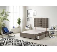 Bliss Divan Bed Base With 2 Drawers and Upholstered Headboard Tweed Fabric Somnior Brown Small Double