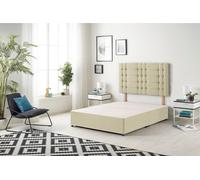 Bliss Divan Bed Base with Headboard Linen Fabric Somnior Cream Single