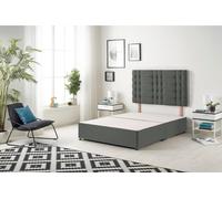 Bliss Divan Bed Base with Headboard Linen Fabric Somnior Dark Grey Double