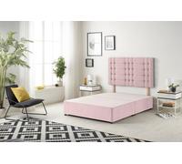 Bliss Divan Bed Base with Headboard Plush Velvet Somnior Pink Super King