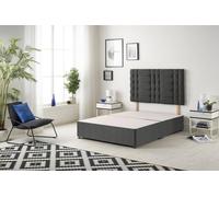 Bliss Divan Bed Base with Headboard Tweed Fabric Somnior Charcoal Single