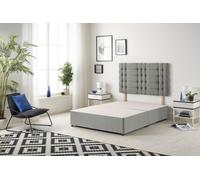 Bliss Divan Bed Base with Headboard Tweed Fabric Somnior Grey Small Double