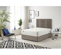 Bliss Divan Bed with Sprung Memory Foam Mattress and Headboard Tweed Fabric Somnior Brown Double