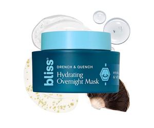 Bliss Drench & Quench Hydrating Overnight Collagen Mask with Hyaluronic Acid - Elasticity & Hydration Face Treatment for Glowing Skin