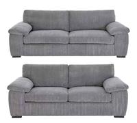 Bliss Furniture Jumbo Cord 3+2 Seater Sofa Set with Soft Fabric in Grey Colour | Size: 5 Pack Bliss Furniture Grey 5 Pack