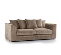 Bliss Furniture Jumbo Cord Dylan 3-Seater Scatter Back Sofa in Beige, Comfy & Stylish in Beige | Size: 3 Pack Bliss Furniture Beige 3 Pack
