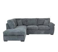 Bliss Furniture Jumbo Cord L Shape 4 Seater Left Hand Corner Sofa in Grey Colour | Size: 4 Person Bliss Furniture Grey 4 Person