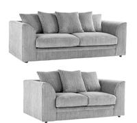 Bliss Furniture Jumbo Cord Scatter Back 3+2 Seater Sofa Set in Silver, Stylish in Silver | Size: 5 Pack Bliss Furniture Silver 5 Pack