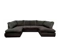 Bliss Furniture Jumbo Cord U Shaped Full Back Sofa Black Modern Design, Super Comfy | Size: 6 Person Bliss Furniture Black 6 Person