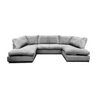 Bliss Furniture Jumbo Cord U Shaped Full Back Sofa Grey Modern Design, Super Comfy | Size: 6 Person Bliss Furniture Grey 6 Person