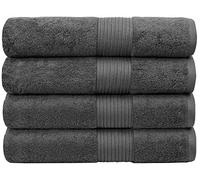Bliss Luxury Combed Cotton Bath Towels - 34" x 56"/86 x 142 cm Extra Large Premium Quality Bath Sheet - 650 GSM - Soft, Absorbent (4 Pack, Dark Grey)