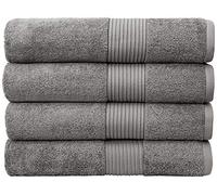 Bliss Luxury Combed Cotton Bath Towels - 34" x 56"/86 x 142 cm Extra Large Premium Quality Bath Sheet - 650 GSM - Soft, Absorbent (4 Pack, Grey)