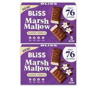 Bliss Marshmallow Bars Classic Vanilla 10 Pack - 2 x 5 Packs - Light Vanilla Marshmallow Snack Bars - 76 Calories Per Bar - Includes Gifty Goodness Shopping List