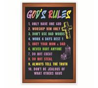Bliss Monkey Co. God's Rules Poster - Ten Commandments For Kids - Christian Wall Art - 12 x 18 Inch - Unframed - Premium 100lb Gloss - Made In USA