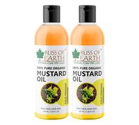 BLISS OF EARTH Organic Mustard Oil For Hair Growth & Baby Massage 2X100 Ml