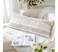 BlissBlush Cream Decorative Lumbar Throw Pillow Cover 14x36 Boho Long Cushion for Bed Neutral Beige White Accent Modern Farmhouse Pillowcase for Bedroom Living Room Couch Sofa Home Décor Cover ONLY