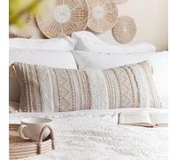 BlissBlush Cream Decorative Lumbar Throw Pillow Cover 14x36 Boho Long Cushion for Bed Neutral Beige White Accent Farmhouse Pillowcase for Bedroom Living Room Couch Sofa Home Décor Cover ONLY