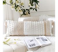 BlissBlush Cream Decorative Lumbar Throw Pillow Cover 14x36 Boho Long Cushion for Bed Neutral Beige White Accent Modern Farmhouse Pillowcase for Bedroom Living Room Couch Sofa Home Décor Cover ONLY