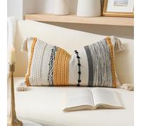 BlissBlush Decorative Lumbar Throw Pillow Cover 14x24 Boho Yellow Mustard Accent Cushion for Couch Sofa Farmhouse Pillowcase for Bedroom Living Room Home Décor Cover ONLY