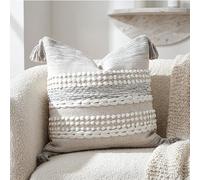 BlissBlush Gray Decorative Throw Pillow Cover 20X20, Boho Accent Pillow for Couch, Square Modern Farmhouse Pillowcase for Living Room Couch Sofa Cushion Home Décor (Pack of 1)