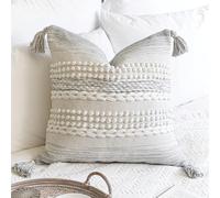 BlissBlush Gray Decorative Throw Pillow Cover 22X22, Boho Accent Pillow for Couch, Square Modern Farmhouse Pillowcase for Living Room Couch Sofa Cushion Home Décor (Pack of 1)