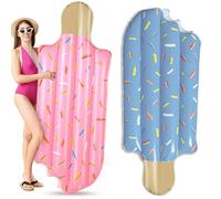 Blissbuilt 2 Pcs Large Inflatable Ice Lolly Pool Floats Raft 175CM*75CM,Swimming Pool Relax Hammock Lounger For Summer Beach Swimming Pool Fun - Pink + Blue