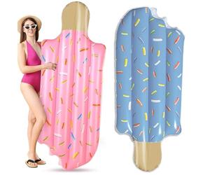 Blissbuilt 2 Pcs Large Inflatable Ice Lolly Pool Floats Raft 175CM*75CM,Swimming Pool Relax Hammock Lounger For Summer Beach Swimming Pool Fun - Pink + Blue