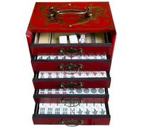 Blissbuilt Antique Mahjong,Vintage Mahjong,Luxury Mahjong Set,Complete Majong Game Sets,Traditional Chinese Mahjong Portable 144 Tiles,for Party Family Game