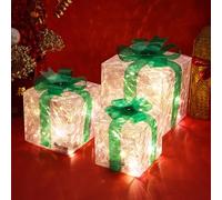 Blissbuilt Christmas Lighted Gift Boxes Set Of 3,Light Up Illuminated LED Decoration Parcel Light,Christmas Tree Decorations For Holiday,Party,Home,Multicolored