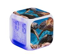 Blissbuilt Cube Anime Alarm Clock Bedroom Decorations Children's Cube Alarm Clock Battery Powered Travel Digital Alarm Clocks 7 Color Digital Wake Up Clocks For Kids,Teenagers Bedroom(turtle Pattern)