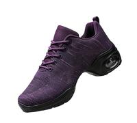 Dance Sports Shoes Women's Jazz Dance Sneakers Comfortable Dance Trainers Lightweight Breathable Lady Platform Shoe Outdoor Mesh Trainers for Gym Sport Aerobics Cheerleading Training Dance Purple