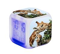 Blissbuilt Giraffe Cute Digital Alarm Clock For Bedroom Easy To Read With 7 Colours Light,Snooze,Temperature,Calendar,Bedroom Decorations For Heavy Sleeper