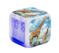 Blissbuilt Giraffe Cute Digital Alarm Clock For Bedroom Easy To Read With 7 Colours Light,Snooze,Temperature,Calendar,Bedroom Decorations For Heavy Sleeper