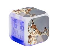 Blissbuilt Giraffe Cute Digital Alarm Clock For Bedroom Easy To Read With 7 Colours Light,Snooze,Temperature,Calendar,Bedroom Decorations For Heavy Sleeper