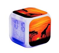 Blissbuilt Giraffe Cute Digital Alarm Clock For Bedroom Easy To Read With 7 Colours Light,Snooze,Temperature,Calendar,Bedroom Decorations For Heavy Sleeper