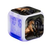 Blissbuilt Horse Cute Digital Alarm Clock Cube Wake Up Clocks With 7 Colorful Light,Date,Time,Temp Display,LED Night Light Grow Clock For Toddlers Boys Girls
