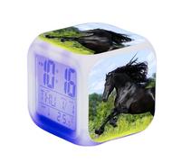 Blissbuilt Horse Cute Digital Alarm Clock Cube Wake Up Clocks With 7 Colorful Light,Date,Time,Temp Display,LED Night Light Grow Clock For Toddlers Boys Girls