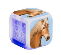 Blissbuilt Horse Cute Digital Alarm Clock Cube Wake Up Clocks With 7 Colorful Light,Date,Time,Temp Display,LED Night Light Grow Clock For Toddlers Boys Girls