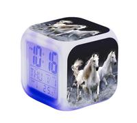 Blissbuilt Horse Cute Digital Alarm Clock Cube Wake Up Clocks With 7 Colorful Light,Date,Time,Temp Display,LED Night Light Grow Clock For Toddlers Boys Girls