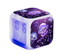 Blissbuilt Jellyfish Digital Alarm Clock Mini LED Bedside,Cube Alarm Clock With Colorful Night Light,Date,Time,Temp Display,sleep Trainer,Bedroom Decorations