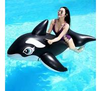 Blissbuilt Jumbo Whale Pool Float 193 * 119cm,Adults Kids Inflatable Ride-On With Handles,Swimming Pool Toy,Foldable And Easy To Carry,for Beach Summer Holiday