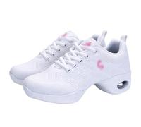 Blissbuilt Women's Girls' Lace-up Split Sole Dance Sports Shoes Comfy Slip Resistant Trainers Textile Sport Shoes Lightweight Breathable Platform Shoe Mesh Trainers For Jazz Latin Ballroom Casual