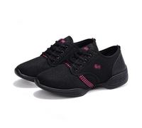 Women's Jazz Dance Sneakers Girls' Lace-Up Gym Sport Training Cheerleading Dance Shoes Comfortable Dance Trainers Professional Dance Shoe for Youth Girls Cheer Gym Sport Aerobics Black